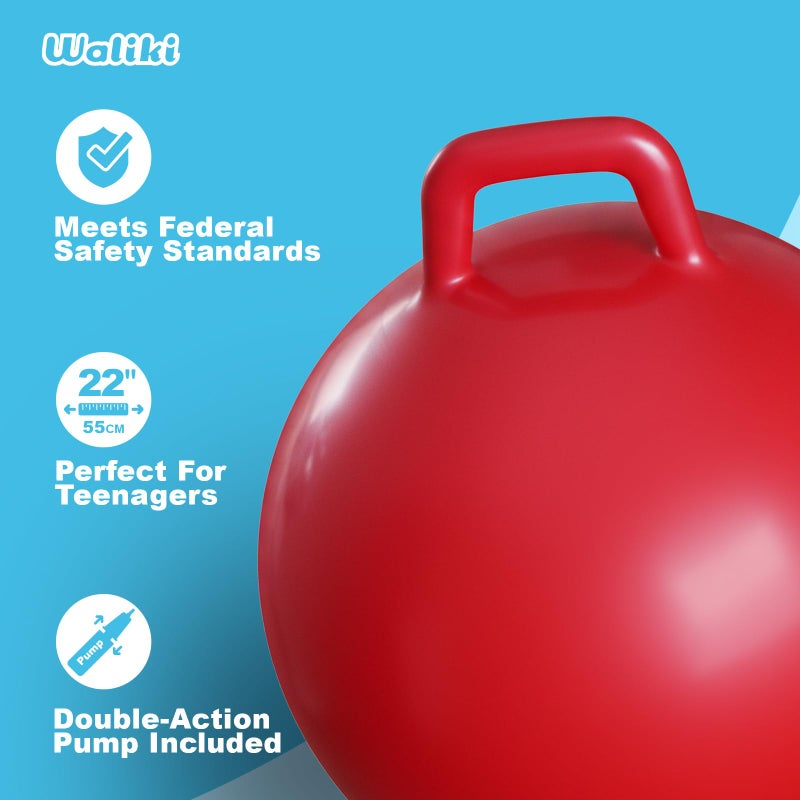 WALIKI Hippity Hop Ball for Teens | 22-Inch Red Hopper Ball | Jumping & Hopping for Active Play & Outdoor Fun - Image 3